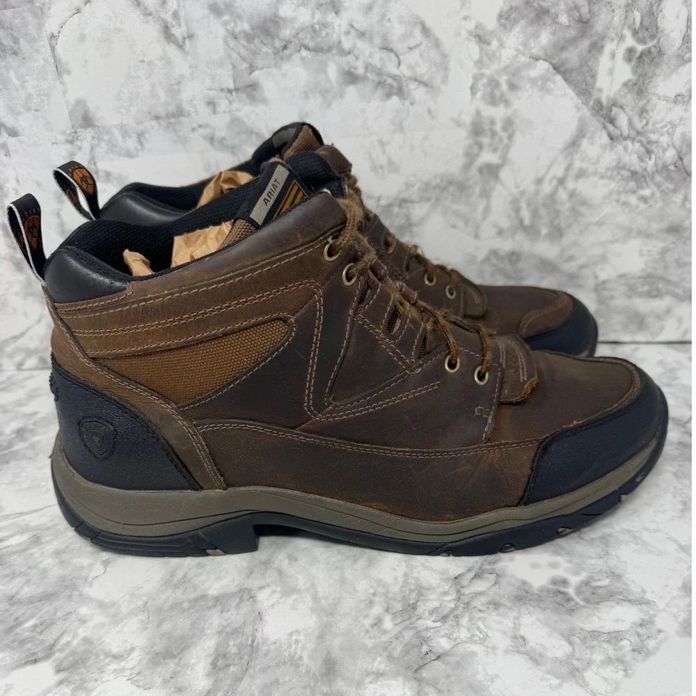 Ariat ATS Technology  Brown Leather‎ Work Boots Mid Top Lace Up Hiking Shoes 13D